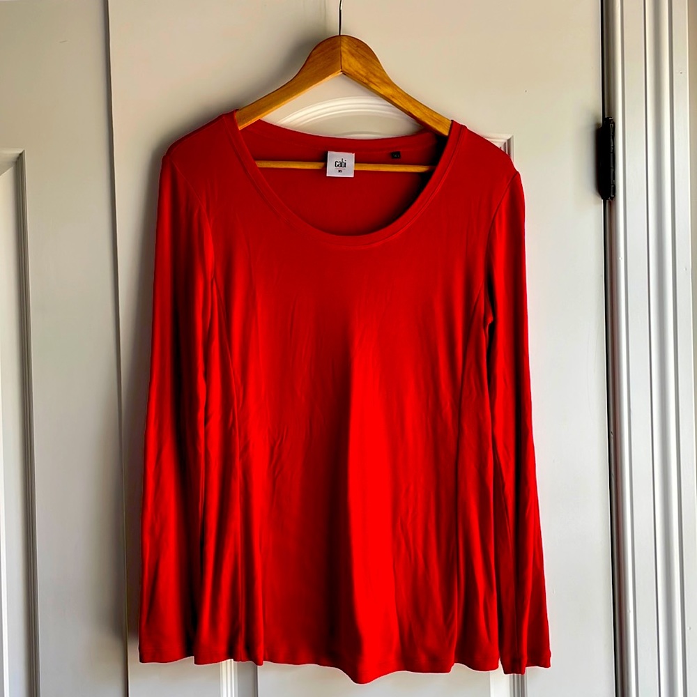 EUC CAbi XS Red Long-Sleeved Tee